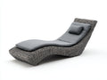 Bain de soleil - rotin-tissu - 209 x 78 x 97 cm - gris-rotin gris - style contemporain ergonomique