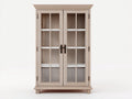 Vitrine - Bois - Verre - 92 x 40 x 180 cm - Bois clair-Noir - Style rustique