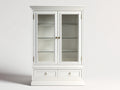 Vitrine - Bois - Verre - 98 x 42 x 188 cm - Blanc-Or - Style classique