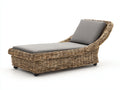 Bain de soleil - rotin-tissu - 202 x 82 x 91 cm - gris-rotin naturel - style organique à dossier incliné