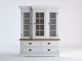 Vitrine - Bois - Verre - 125 x 48 x 195 cm - Blanc-Marron-Or - Style campagne