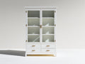 Vitrine - Bois - Verre - 92 x 42 x 192 cm - Blanc-Or - Style classique