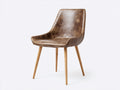 Chaise de salle à manger - Similicuir - Bois - 57 x 51 x 87 cm - Marron vieilli - Style rétro