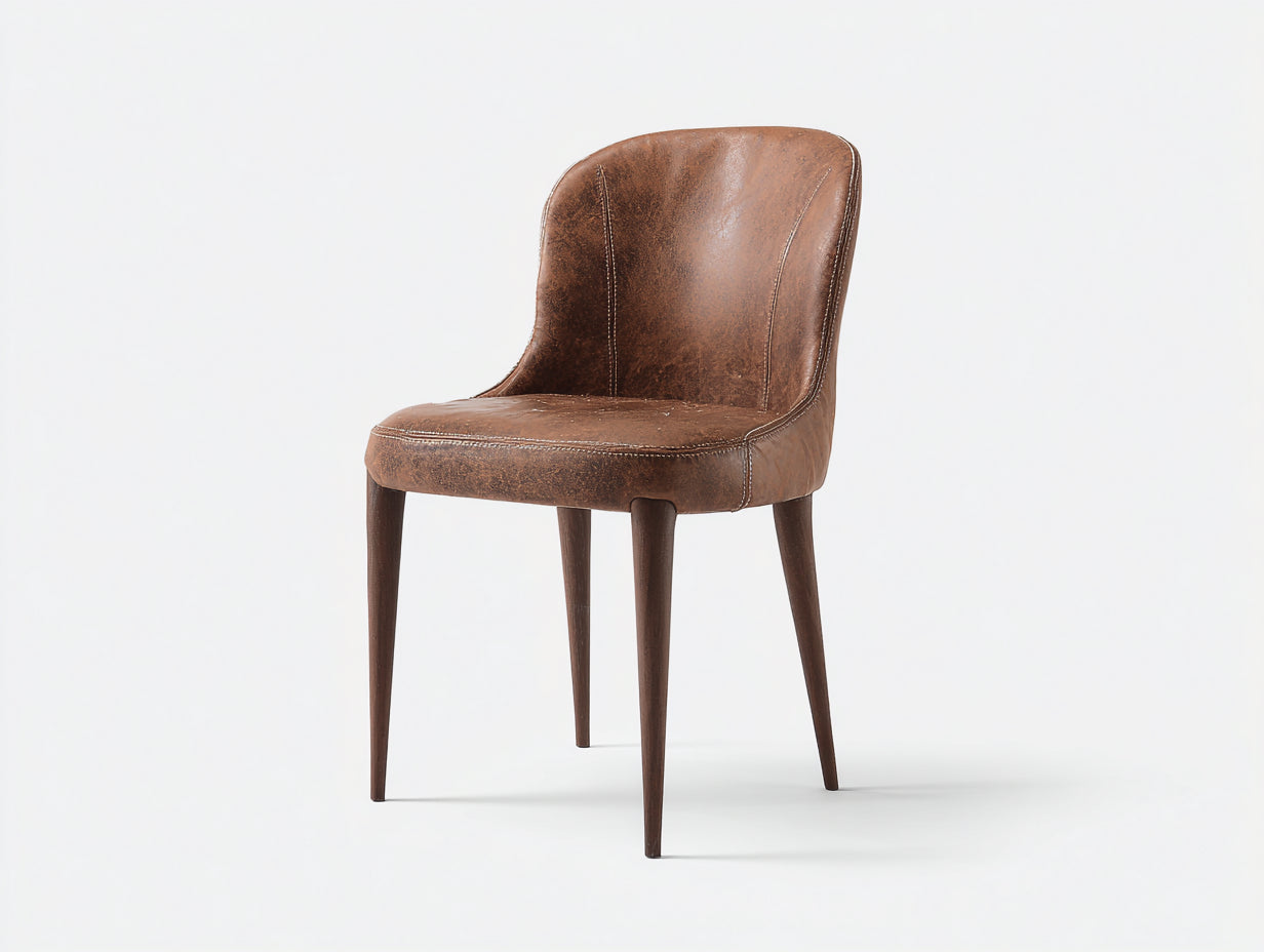 Chaise de salle à manger - Similicuir - Bois - 56 x 50 x 88 cm - Marron vieilli - Style vintage
