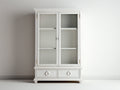 Vitrine - Bois - Verre - 95 x 42 x 190 cm - Blanc-Argent - Style classique