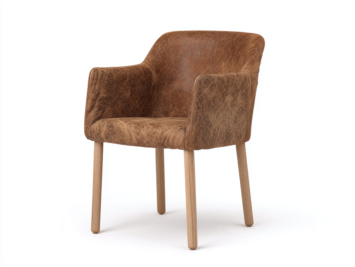 Chaise de salle à manger - Similicuir - Bois - 62 x 59 x 84 cm - Marron vieilli - Style vintage