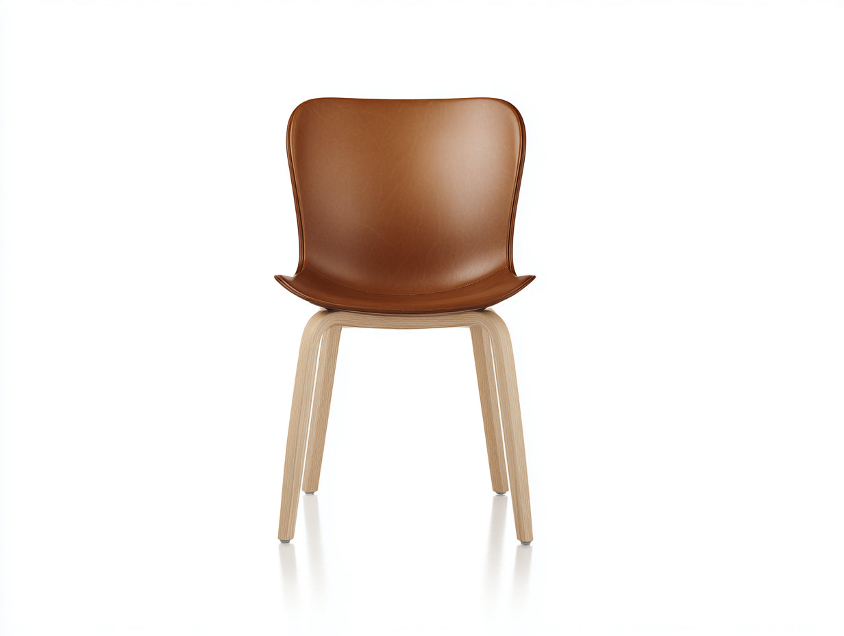 Chaise de salle à manger - Similicuir - Bois - 54 x 49 x 85 cm - Marron cognac - Style scandinave