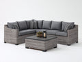 Canapé de jardin - Résine tressée-textile - 286 x 212 x 78 cm - Gris clair-gris anthracite - Style contemporain