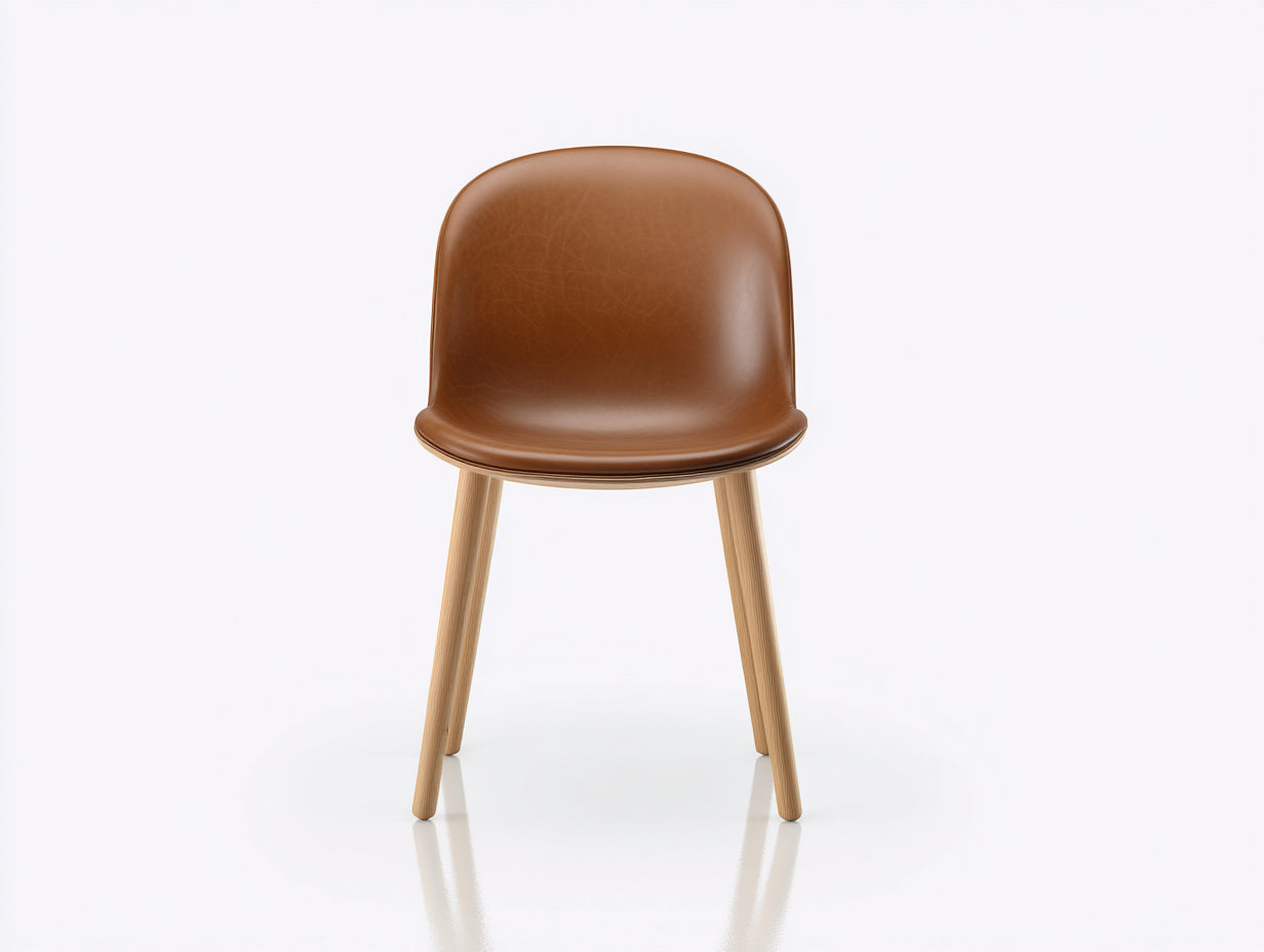 Chaise de salle à manger - Similicuir - Bois - 53 x 48 x 83 cm - Marron cognac - Style scandinave