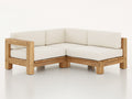Canapé de jardin - Bois-textile - 218 x 218 x 81 cm - Bois naturel-blanc cassé - Style rustique contemporain
