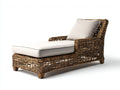 Bain de soleil - rotin-tissu - 194 x 90 x 92 cm - blanc cassé-rotin brun - style classique avec accoudoirs