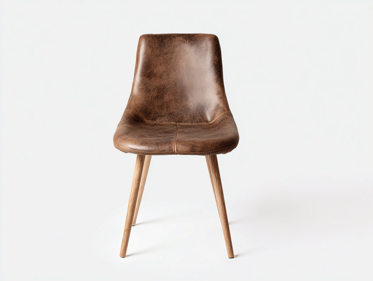 Chaise de salle à manger - Similicuir - Bois - 54 x 47 x 86 cm - Marron cognac - Style industriel