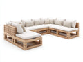 Canapé de jardin - Bois-textile - 344 x 246 x 78 cm - Bois naturel-blanc cassé - Style contemporain