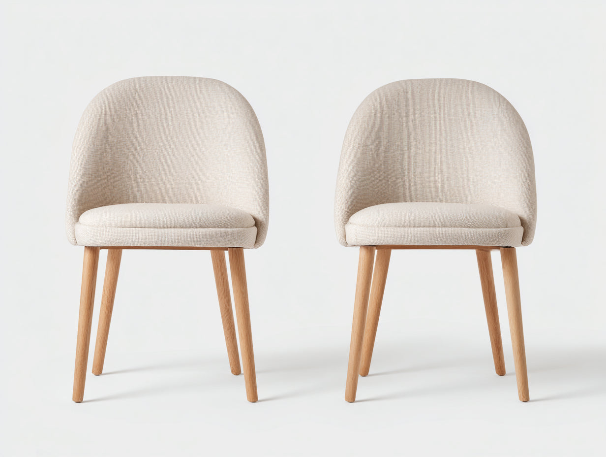 Chaise de salle à manger - Tissu - Bois - 57 x 54 x 81 cm - Beige clair - Style contemporain