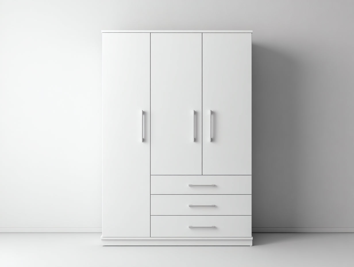 Armoire - Panneaux de bois - 120 x 50 x 180 cm - Blanc - Style moderne