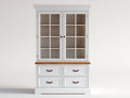 Vitrine - Bois - Verre - 105 x 45 x 195 cm - Blanc-Marron - Style campagne