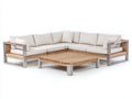 Canapé de jardin - Bois-métal-textile - 286 x 286 x 79 cm - Bois naturel-blanc-argent - Style contemporain