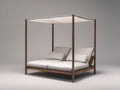 Bain de soleil - bois-tissu - 205 x 165 x 205 cm - blanc cassé-bois foncé - style contemporain avec baldaquin