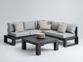 Canapé de jardin - Bois-textile - 246 x 246 x 76 cm - Noir-gris clair - Style contemporain