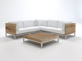 Canapé de jardin - Bois-métal-textile - 276 x 276 x 77 cm - Bois naturel-blanc-argent - Style contemporain