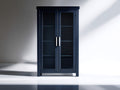 Vitrine - Bois - Verre - 90 x 40 x 180 cm - Bleu marine-Argent - Style contemporain