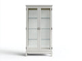 Vitrine - Bois - Verre - 90 x 38 x 190 cm - Blanc cassé-Argent - Style classique
