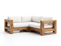 Canapé de jardin - Bois-textile - 224 x 224 x 82 cm - Bois naturel-blanc cassé - Style rustique contemporain