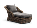 Bain de soleil - rotin-tissu - 190 x 91 x 98 cm - gris anthracite-rotin brun - style rustique avec accoudoirs