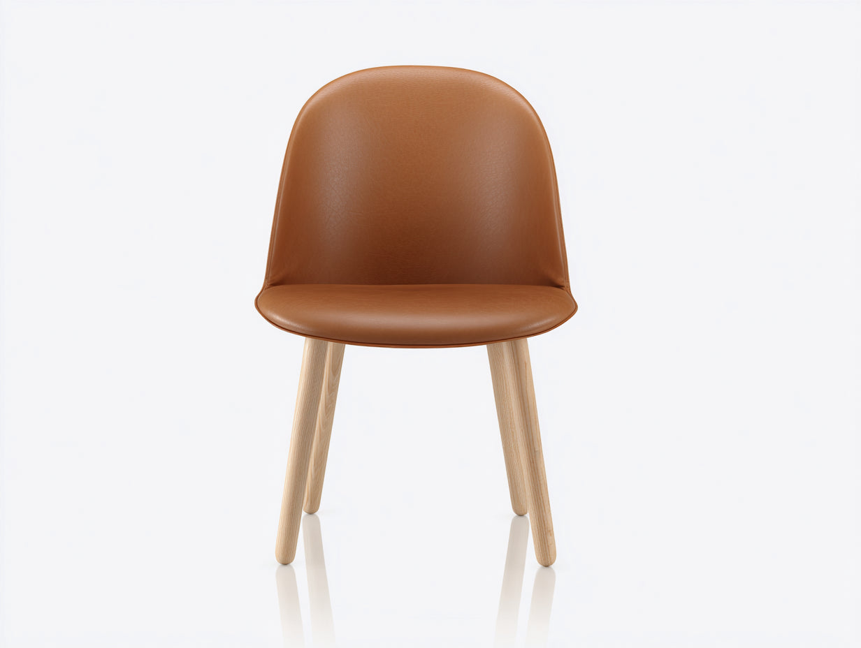 Chaise de salle à manger - Similicuir - Bois - 52 x 48 x 82 cm - Marron caramel - Style scandinave