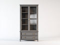 Vitrine - Bois - Verre - 95 x 42 x 195 cm - Gris foncé-Or - Style classique