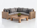 Canapé de jardin - Résine tressée-bois-textile - 268 x 268 x 79 cm - Brun naturel-gris clair-gris anthracite - Style contemporain